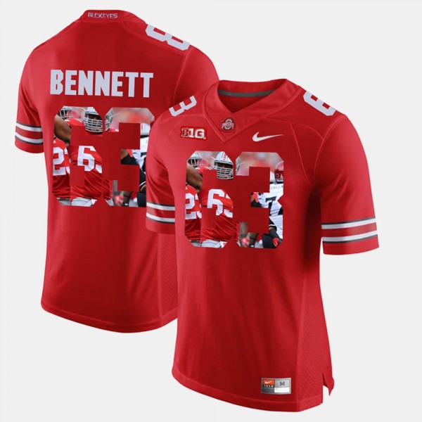 Ohio State Buckeyes Michael Bennett Men's #63 Scarlet Pictorial Fashion College Football Jersey 2404NYHE0